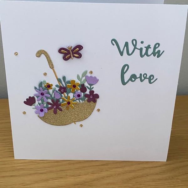 Handmade Floral Umbrella Birthday Card
