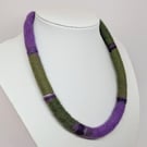 Felted cord necklace - shades of greens and purple