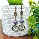 Cornflower Blue Glass Flower Earrings 