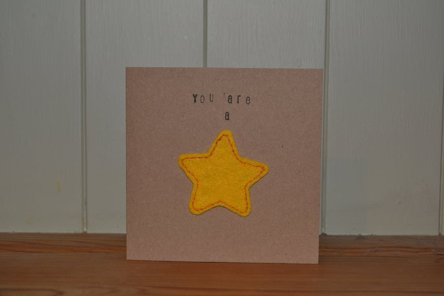 Felt " You are a star " card