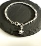 Sterling Silver 4mm Bead Bracelet with Puffed Star Charm & Lobster Clasp - Image 5