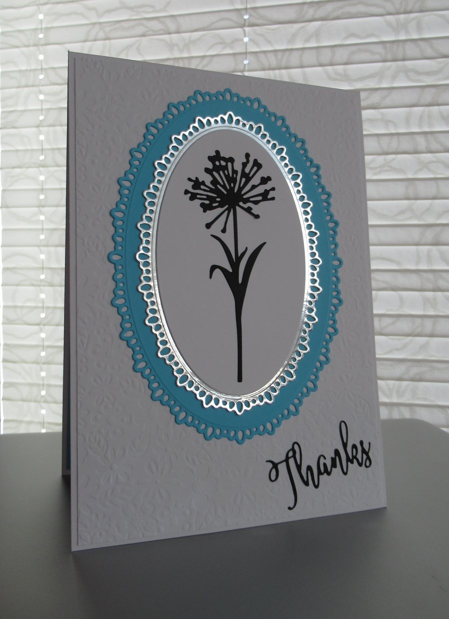 Silhouette Flower - A5 Thanks - Bright Blue