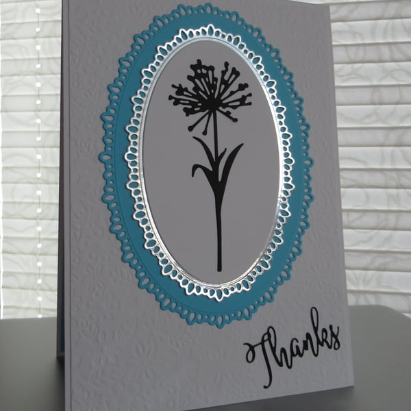 Silhouette Flower - A5 Thanks - Bright Blue
