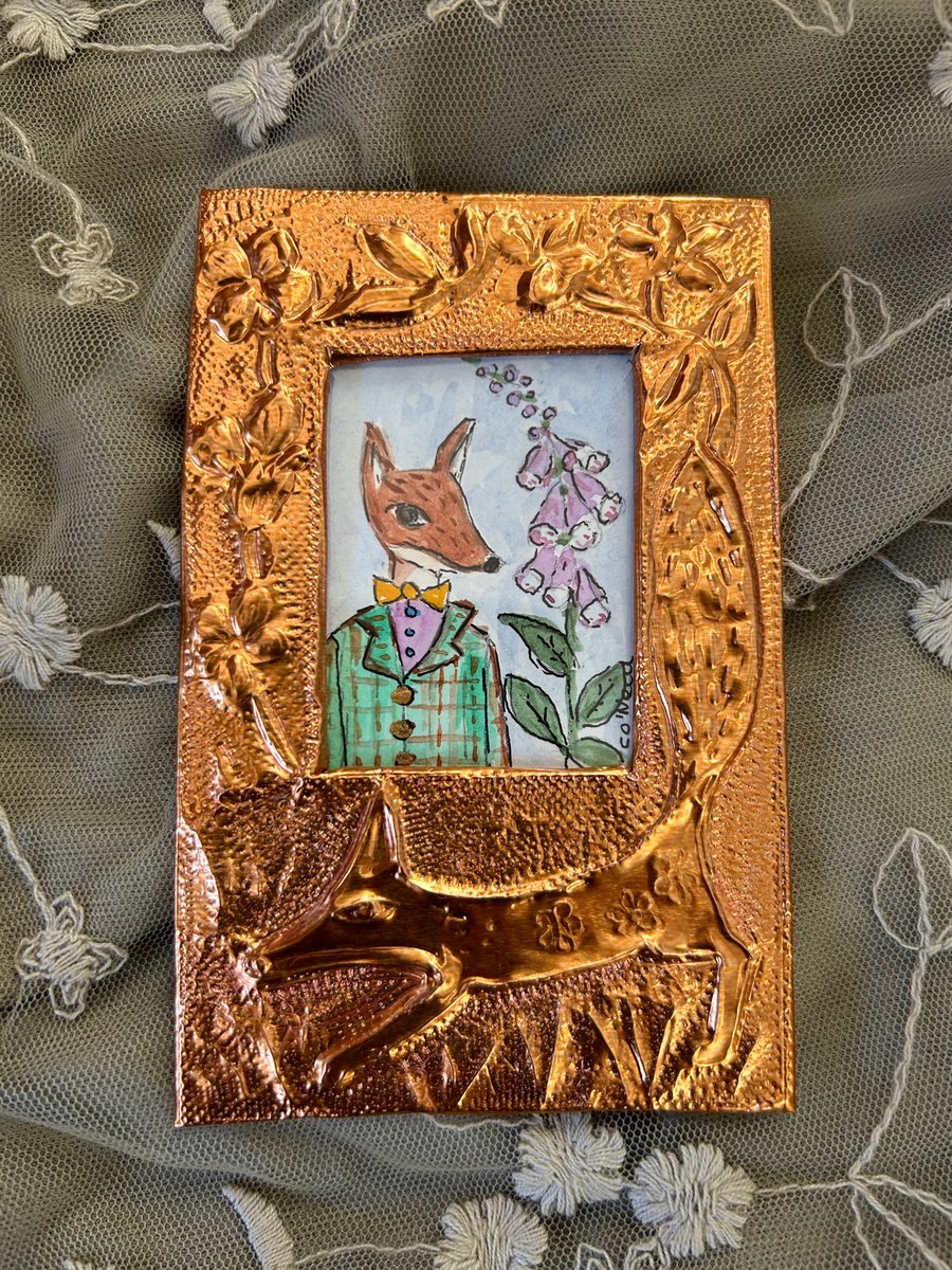 Mr Fox spruced up for the weekend.  Handmade Frame and watercolour