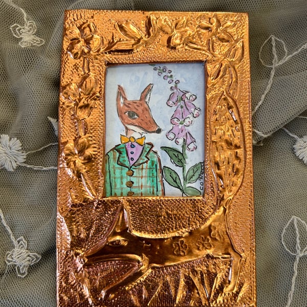 Mr Fox spruced up for the weekend.  Handmade Frame and watercolour