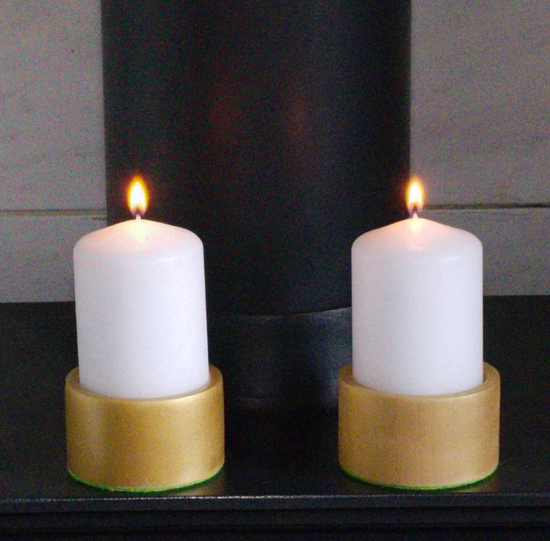 Turned wooden candle holder