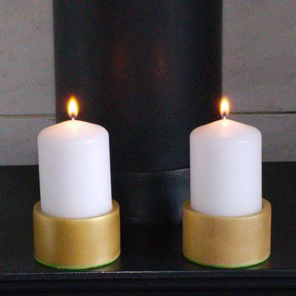 Turned wooden candle holder