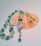Green Crystal Glass Bead and Silver Bead Fob Watch and Earrings, Gift for Her - Image 4