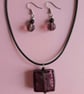  Murano glass pendant. Art necklace. Glass hook earrings. Jewelry set. - Image 1