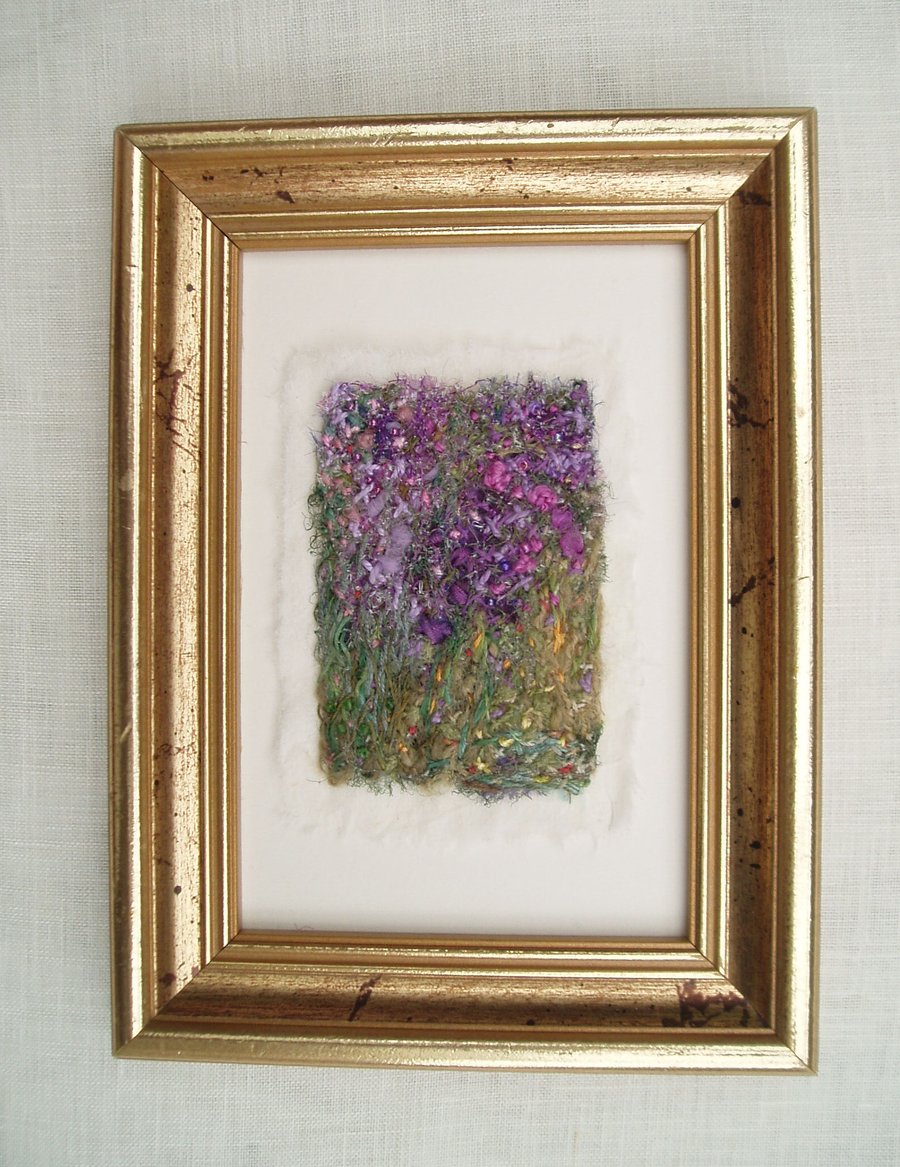 ART TEXTILE PICTURE STITCHED EMBROIDERED GARDEN ART IMPRESSION