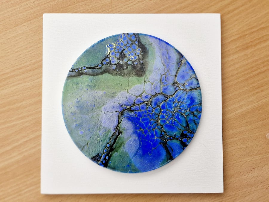 18.8cm x 18.8cm acrylic pour painting wall plaque