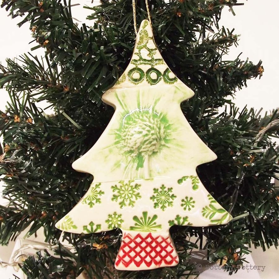  Ceramic Christmas Tree decoration Patchwork tree Pottery Christmas tree