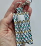 Key ring lip balm holder in grey geometric fabric - Image 4