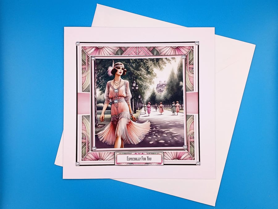 Art Deco Birthday Card, Large,3d