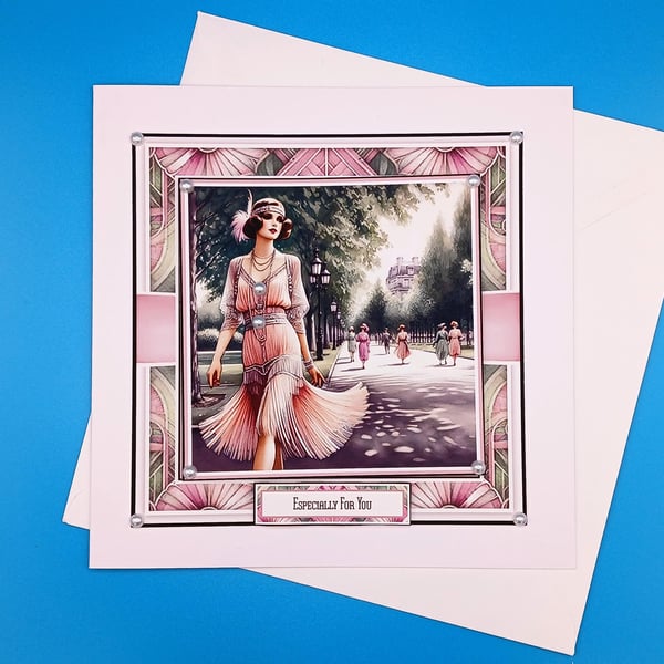 Art Deco Birthday Card, Large,3d