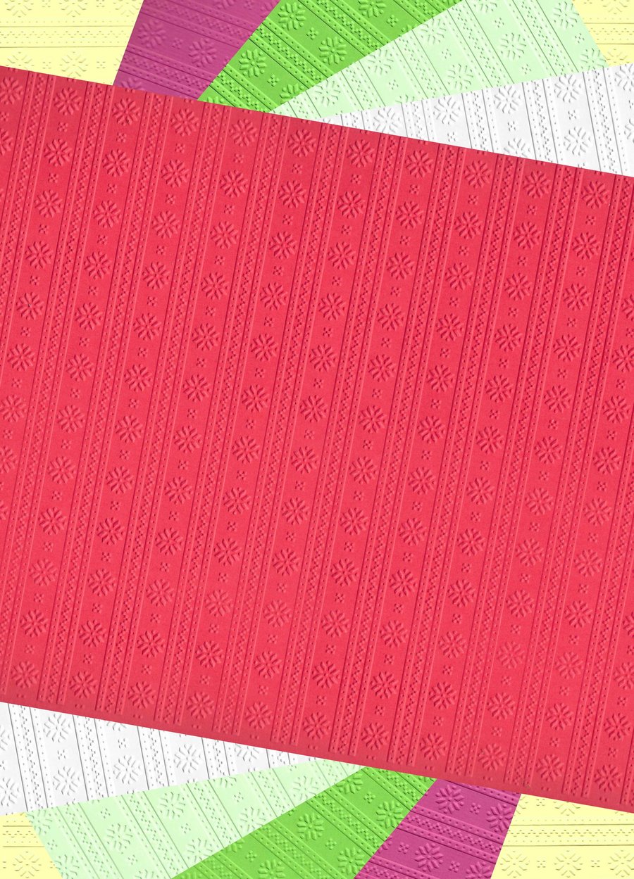 Embossed Card & Paper. 10 Sheets. A4. Assorted Colours. Snowflakes (1)
