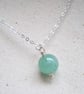 Sterling Silver Green Aventurine Necklace, Gemstone Pendant