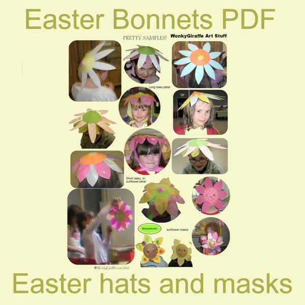 Printable Easter bonnet flower hat or mask Craft Activity PDF from WonkyGiraffe