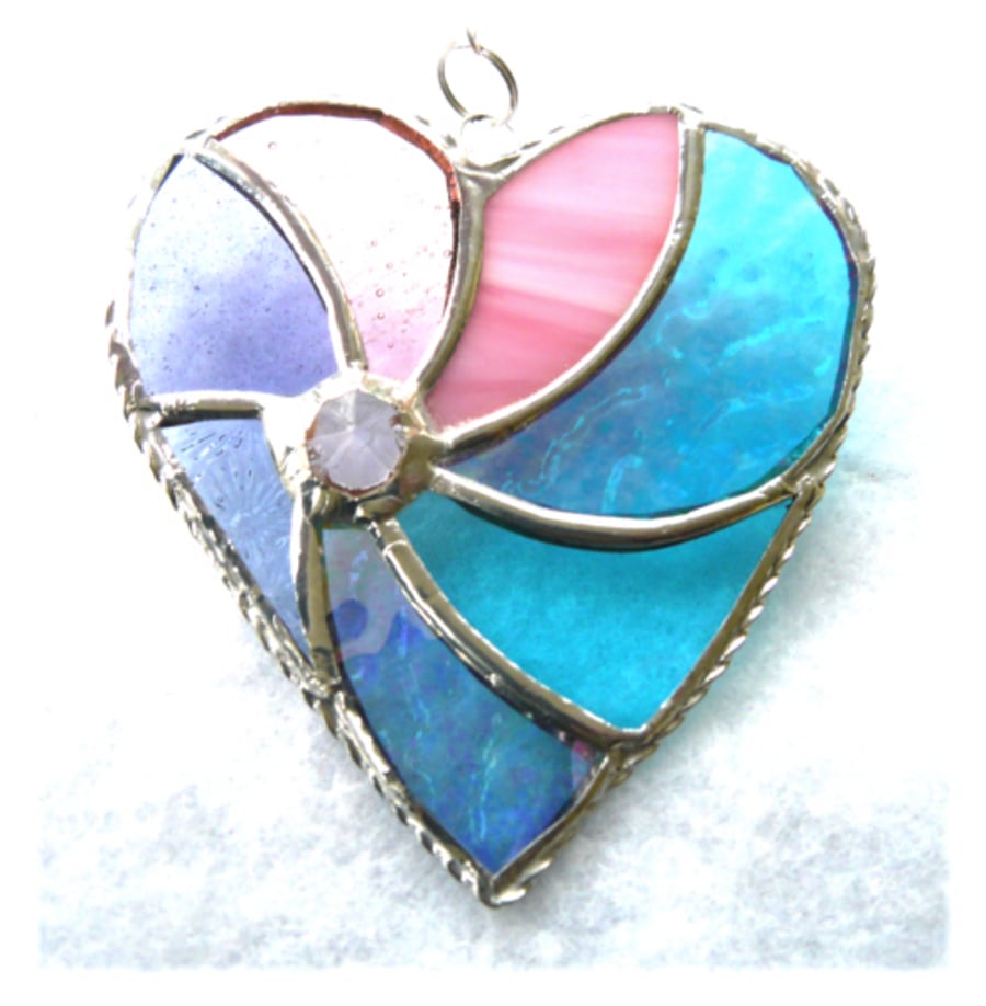 Pastel Swirl Heart Stained Glass Suncatcher 124