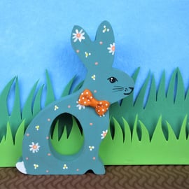 Easter Bunny Chocolate Egg Holder Wooden Hand Painted 