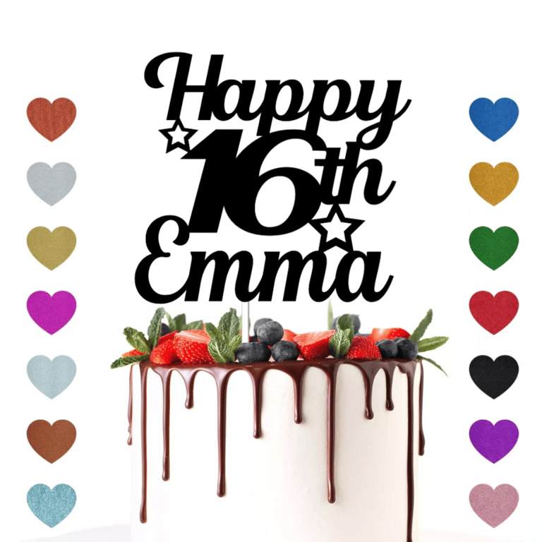 16th Birthday Cake Topper, Happy 16th Birthday Cake Topper, Custom Cake Topper