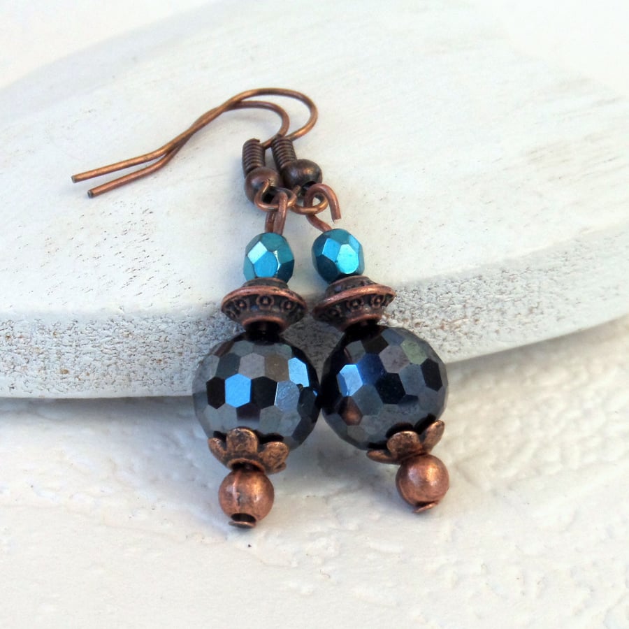 Copper & crystal earrings
