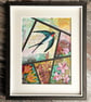 Original mixed media artwork of swallow and flowers, gift for bird lover - Image 4