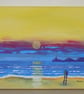 Evening Walk, Swansea Bay, Mumbles, Wales, Acrylic Painting on 30 x 23 cm Canvas - Image 1