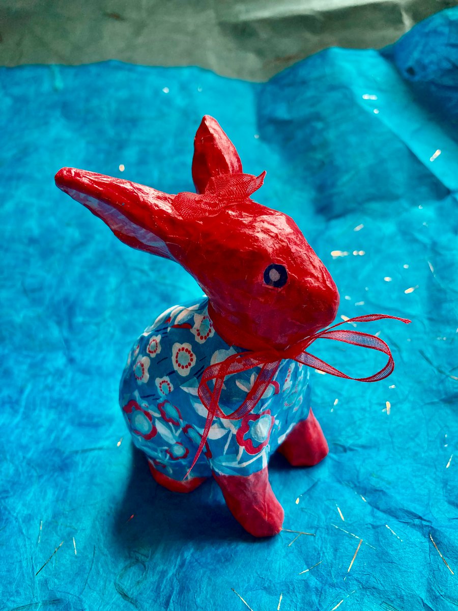  Red and blue decopatch bunny