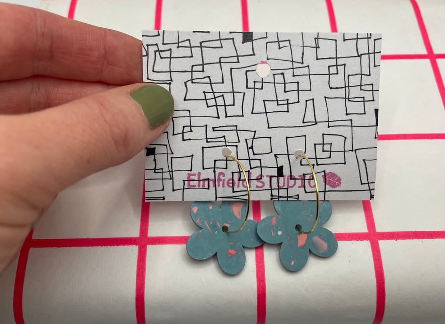 Terrazzo flower Hoop Earrings