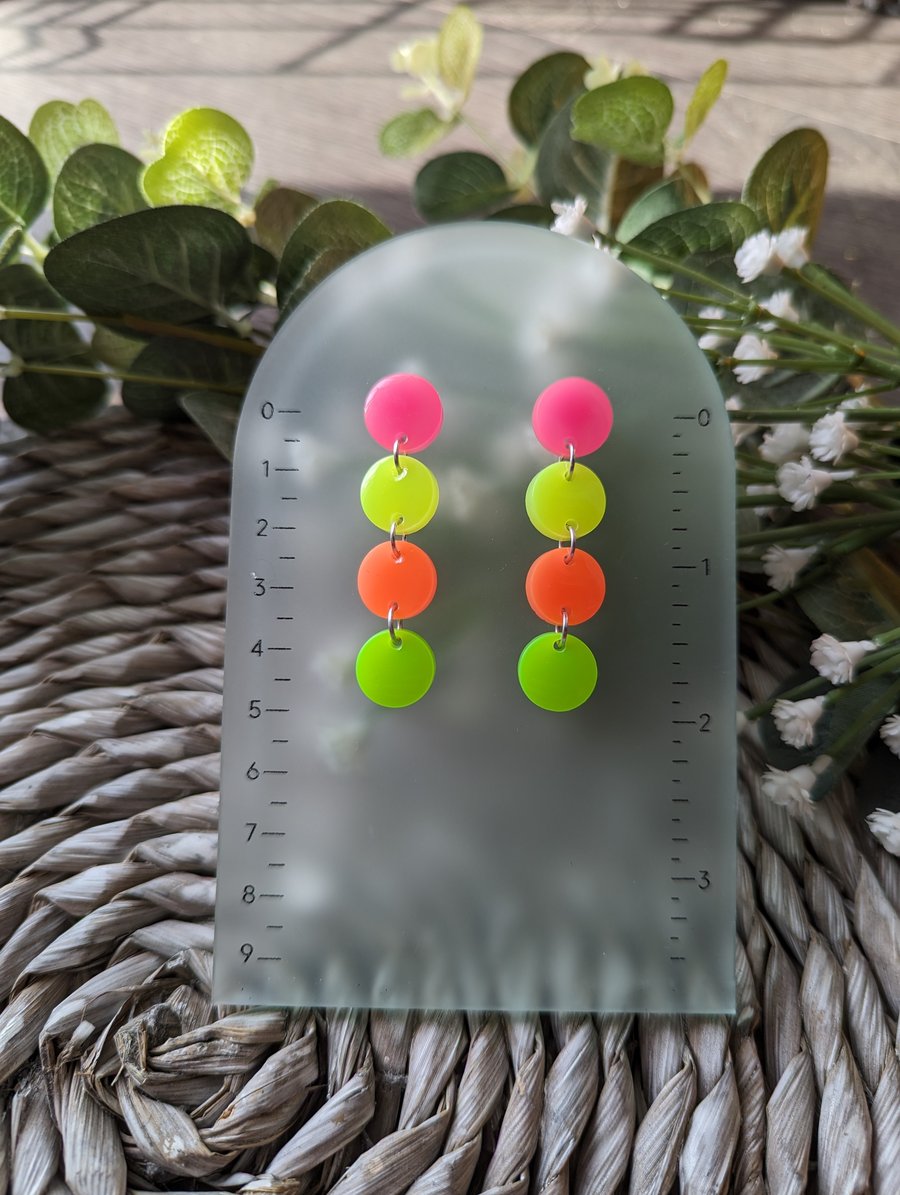 Neon Quad Circle Earrings