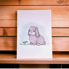 ‘Thoughtful bunny’ rabbit art print 