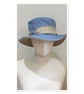 Waxed Cotton Bucket Hat Pale Blue & Beige