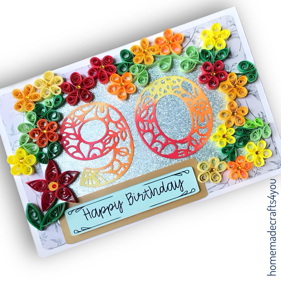 Quilling 90th Birthday Card