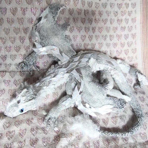 Original Design Knitted Dragon - SNOW DRAGON