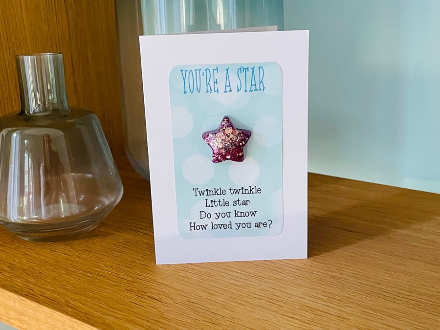 Pocket hug cards, star keepsake card, handmade anniversary cards