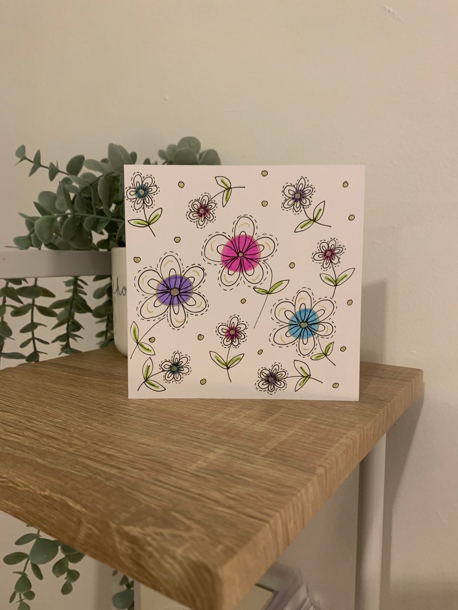 Doodle flower card 
