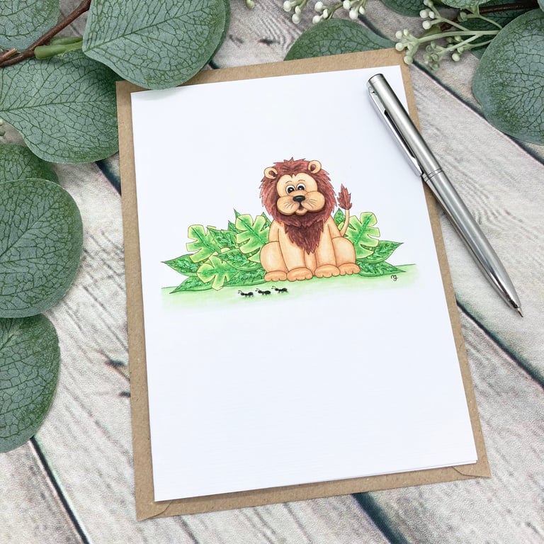 A6 Card - Cute Lion Card - Blank Card - Birthday Card - any occasion