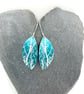 Teal aluminium winter tree earrings. - Image 5