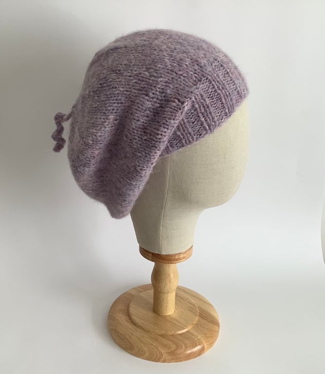 SLOUCH BEANIE hat .'Elodie' .Luxury alpaca, merino wool blend . Purple .