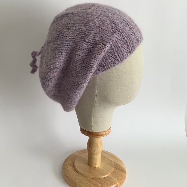 SLOUCH BEANIE hat .'Elodie' .Luxury alpaca, merino wool blend . Purple .