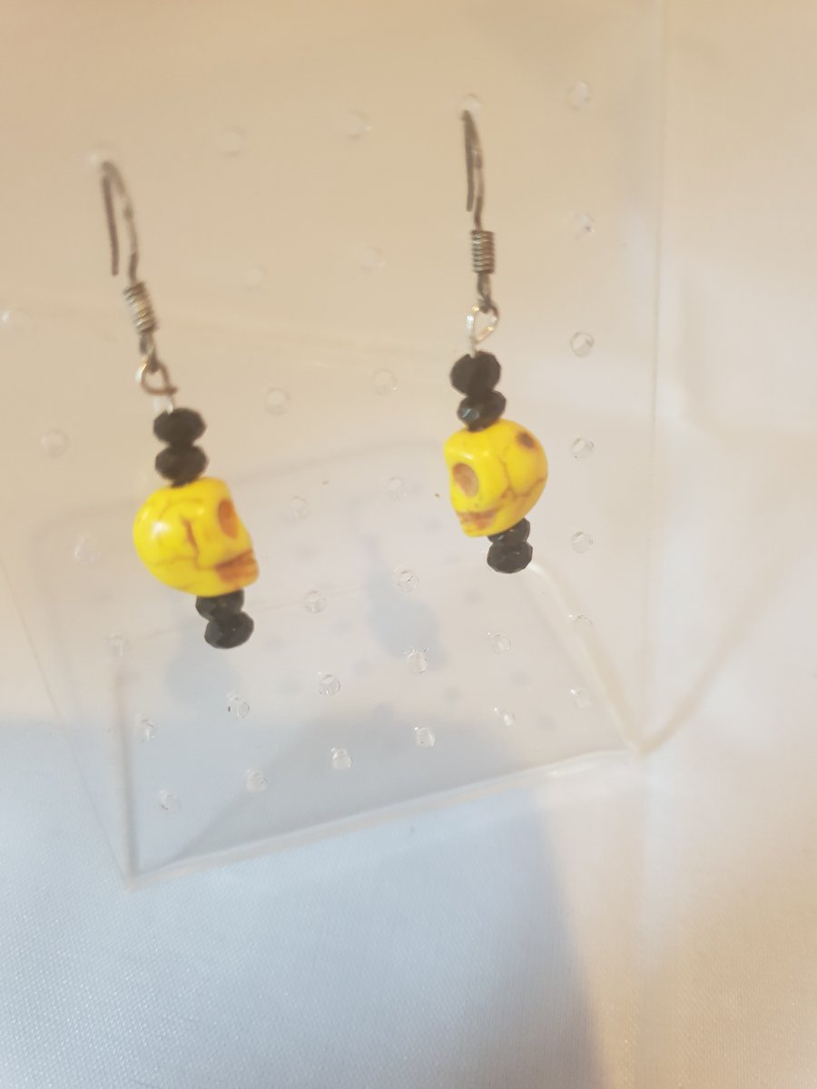 Yellow skull earrings