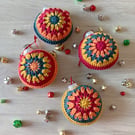 Crochet Christmas Baubles Set of 4 - Autumnal Colours - Tree Decorations