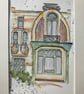 Watercolour of an Art Deco house in Brussels, Belgium. Urban sketch. 
