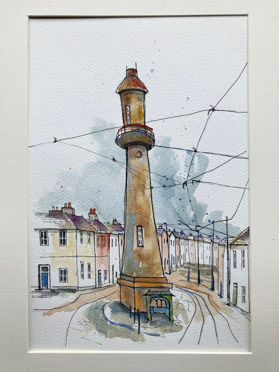Watercolour of Pharos Lighthouse Fleetwood land... - Folksy