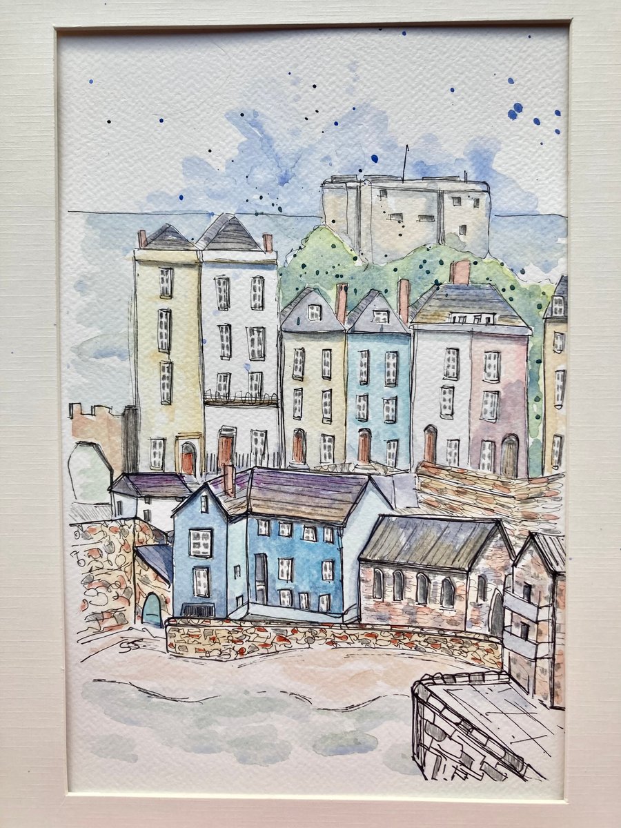 Original A4 Watercolour of Tenby painting of Pembrokeshire 