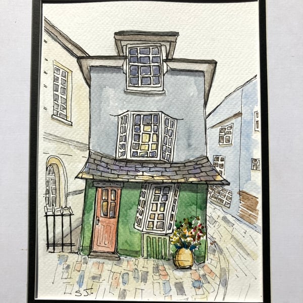 Original A5 Watercolour of The crooked House of Windsor UK