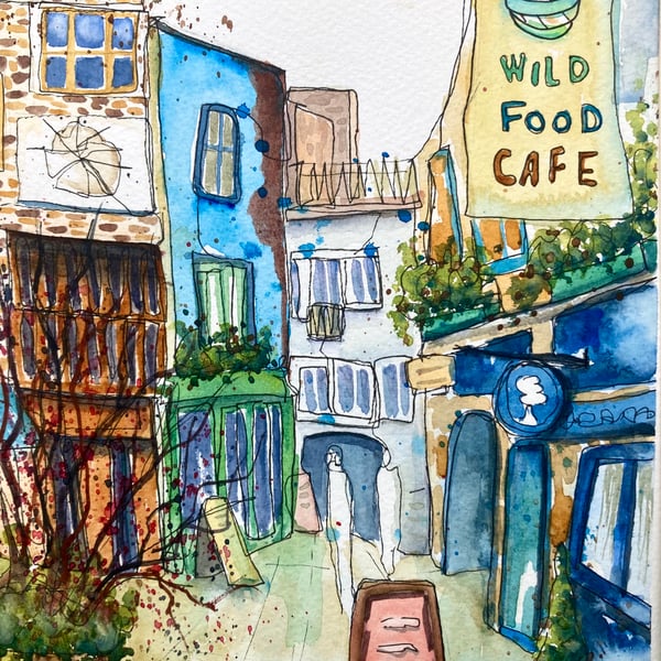 Original A4 Watercolour of Neals Yard, Covent Garden, London