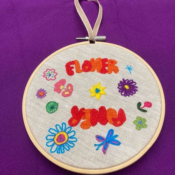 Flower power embroidery hoop.