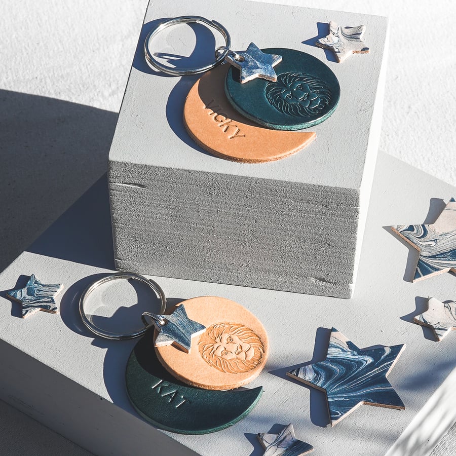 Personalised Leo Birthday Leather Keyring